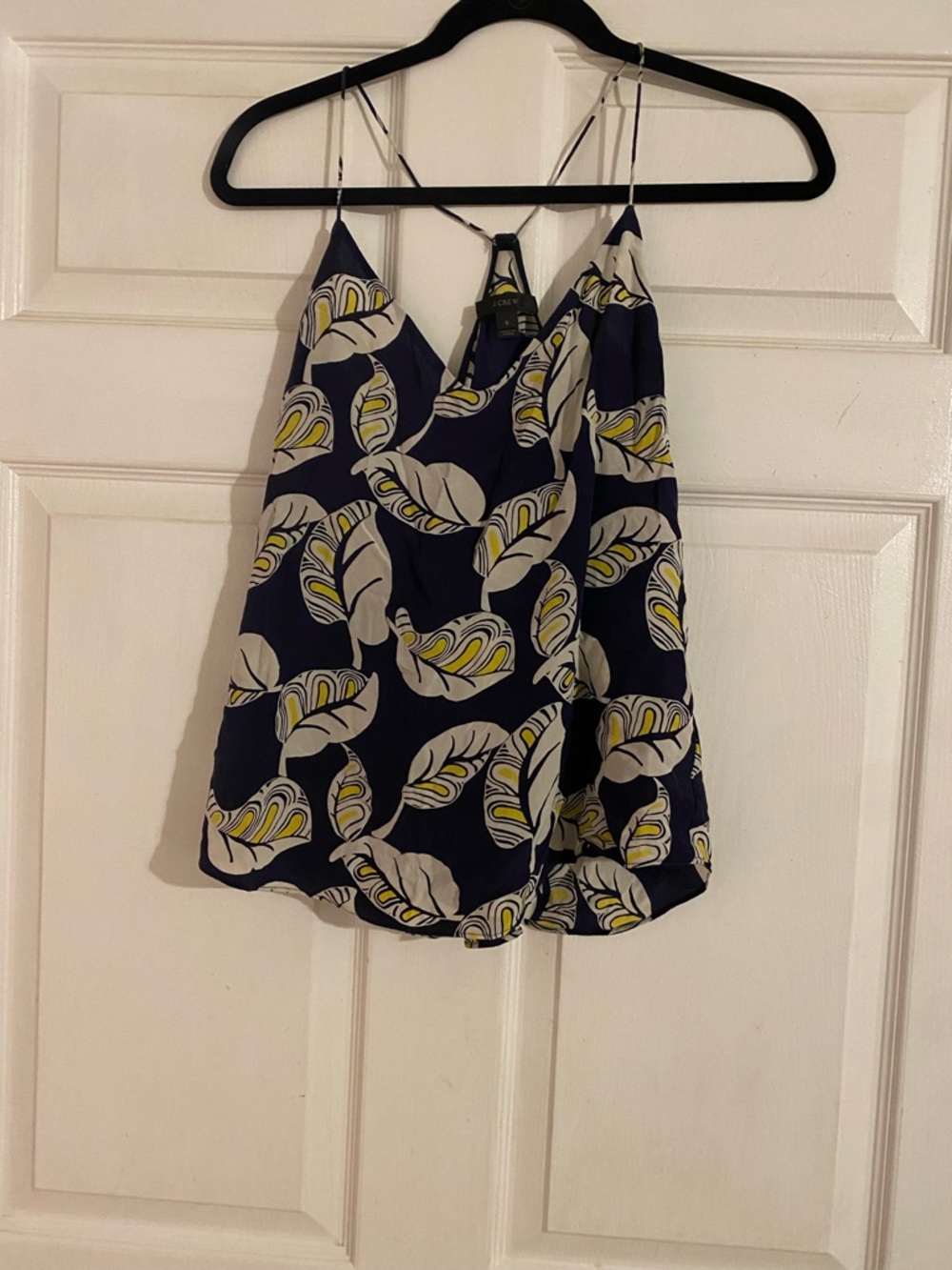 J. Crew Navy Floral-Leaf Print Spaghetti Strap Camisole